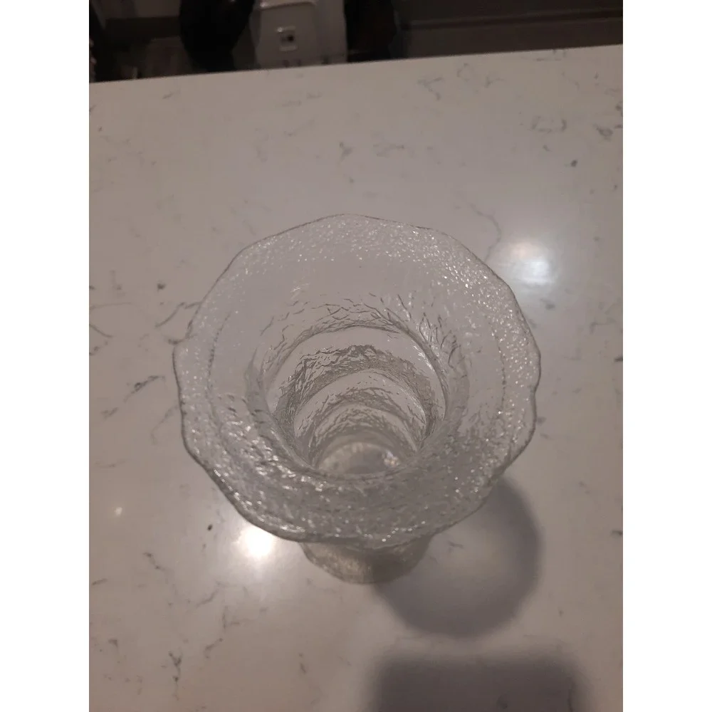 Vintage Tapio Wirkkala Littala Frosted icicle molded glass vase
